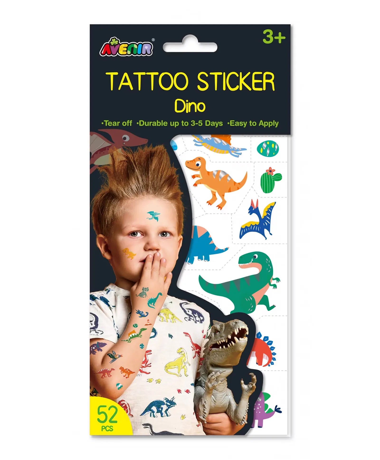 Avenir Tattoo Sticker - Dino - 52pc - Laadlee