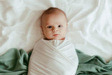 Anvi Baby Stretchy Bamboo Spandex Swaddle & Hat - White