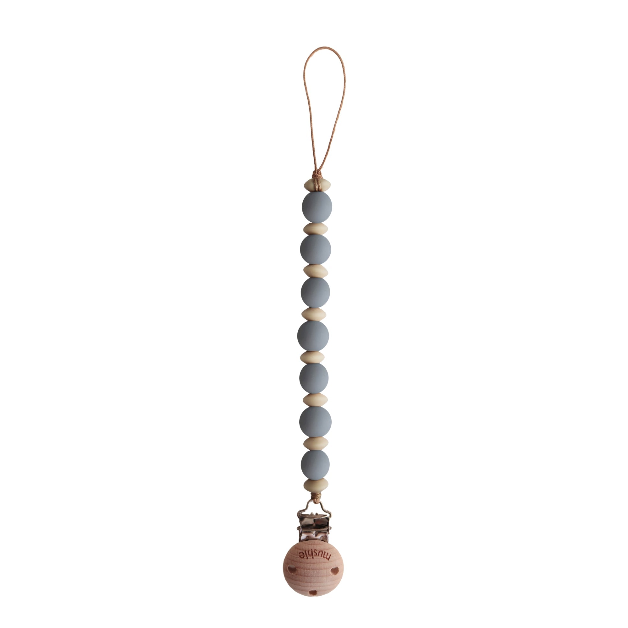 Mushie Pacifier Clips Ari Stone - Laadlee