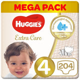Huggies Extra Care - Size 4, 8 -14kg, Super Mega Pack - 204pcs