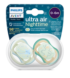 Philips Avent Ultra Air Soother Nighttime 0M-6M Boy - 2 Pcs