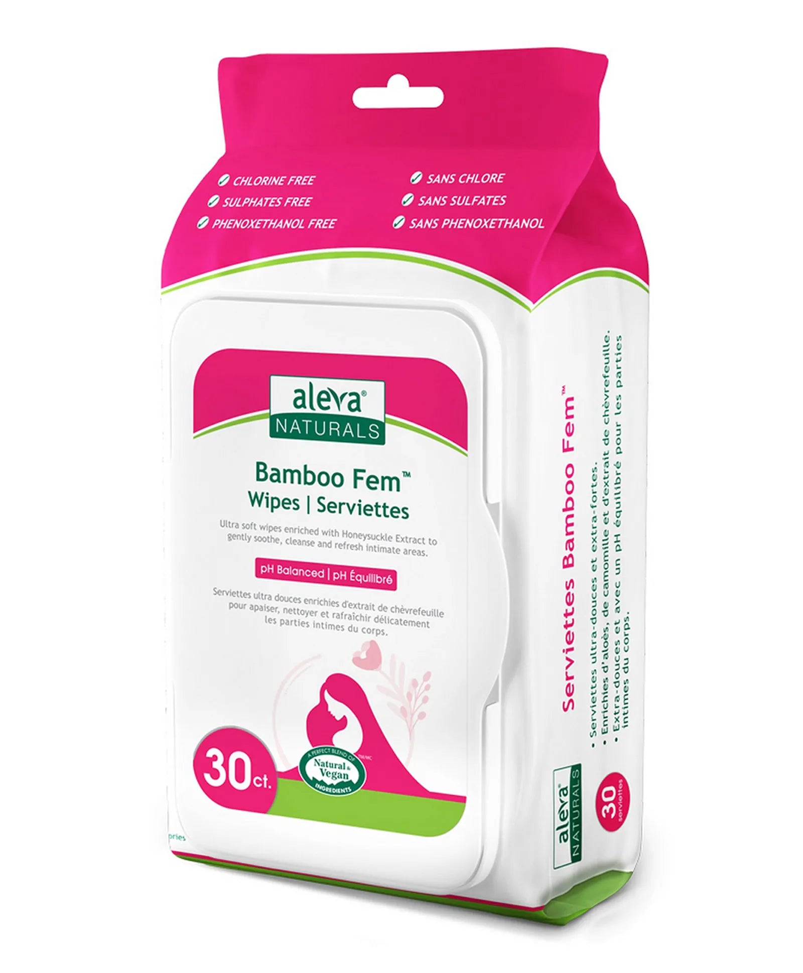 Aleva Naturals Maternal Care Bamboo Fem Wipes - 30ct - Laadlee