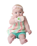 Malarkey Kids Munch Mitt Teething Mitten Hearts - Pastel Pink - Laadlee