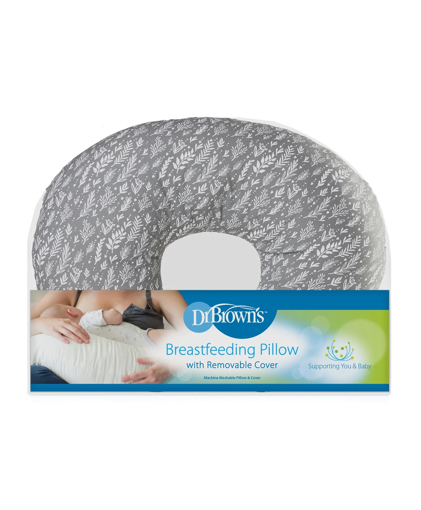 Dr. Brown's Breastfeeding Pillow with Cover - Grey - Laadlee