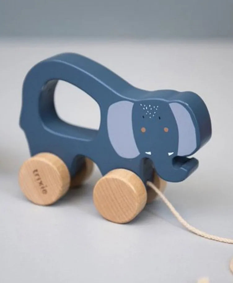 Trixie Wooden Pull Along Toy - Mrs. Elephant - Laadlee