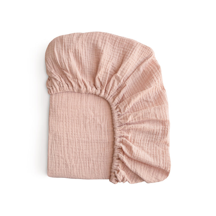 Mushie Crib Sheet Small Blush - Laadlee