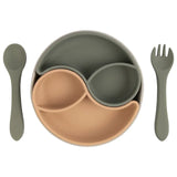 Babies Basic Feeding Set with Removable Sections 3pcs - Cream & Grey