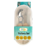 Babies Basic Stainless Steel Cutlery Set with Travel Case - Beige