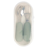 Babies Basic Stainless Steel Cutlery Set with Travel Case - Green