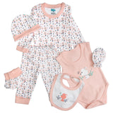 Babies Basic Gift Set - 7pcs - White & Pink