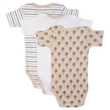 Babies Basic Printed Romper Pack of 3 - Brown