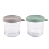 Beaba 250ml Glass Conservative Jars PacK Of 2 - Sage Green & Gazelle