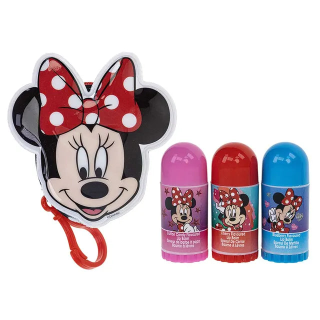 Townley Girl Disney Minnie Mouse - Plant Based Lip Balm Trio With Keychain Bag - Laadlee