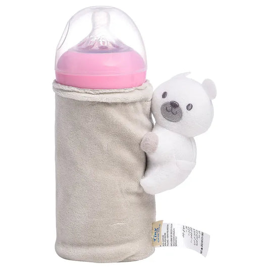 Tiny Hug Baby Bottle Cover - Grey - Laadlee