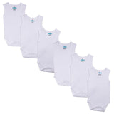 Babies Basic Sleeveless Romper Bodysuit Pack of 6 - White