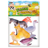 Power Joy Animal Worldz Farm Animal Figurine 4 inch - 6pcs Assorted