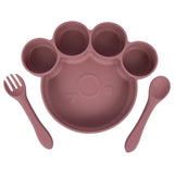 Babies Basic Paw Silicone Feeding Set 3pcs - Pink