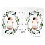 Babies Basic Customizable Milestone Blanket for Twins - Leaf Theme