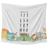 Babies Basic Customizable Milestone Blanket for Twins - Zoo Theme