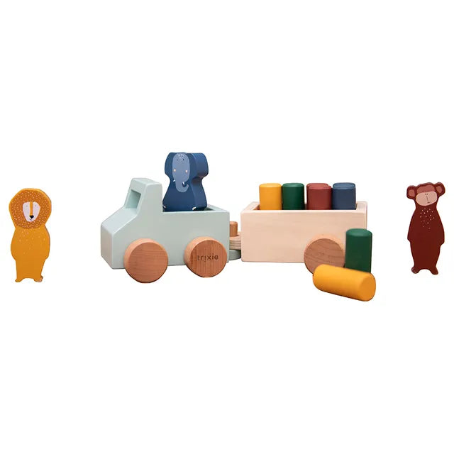 Trixie Wooden Animal Car With Trailer - Laadlee