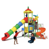 MYTS Tube Slide Playground And 3 Swing Playset - Laadlee