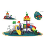 MYTS Lunar Peak Moon Roof With Tube Slides, 3 Swings & Climbers - Laadlee