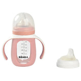 Beaba 2-in-1 Learning Bottle 210ml + Silicone Sleeve - Old Pink