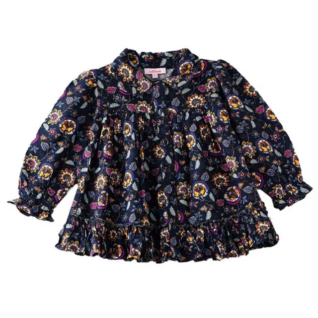 Jelliene All Over Printed Dress - Navy Blue - Laadlee