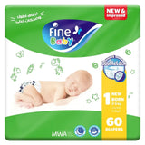 Fine Baby Diapers - Size 1 | Newborn | 2-5kg | 60pcs - Laadlee