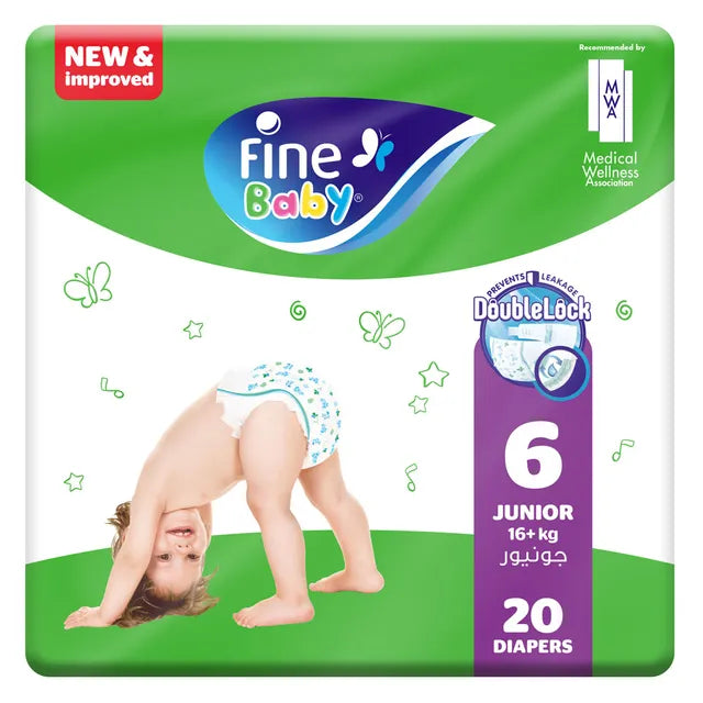 Fine Baby Diapers - Size 6 | Junior | 16+kg | 20pcs - Laadlee