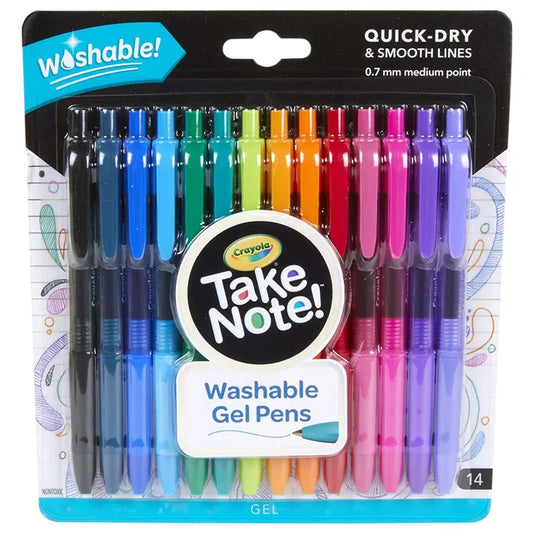 Crayola Take Note Washable Gel Pens - Pack of 14