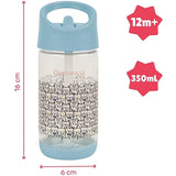 Badabulle Blue Cats Straw Water Bottle - 350ml - Laadlee