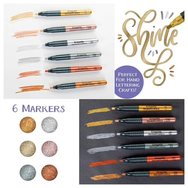 Crayola Signature Metallic Permanent Markers - Pack of 6
