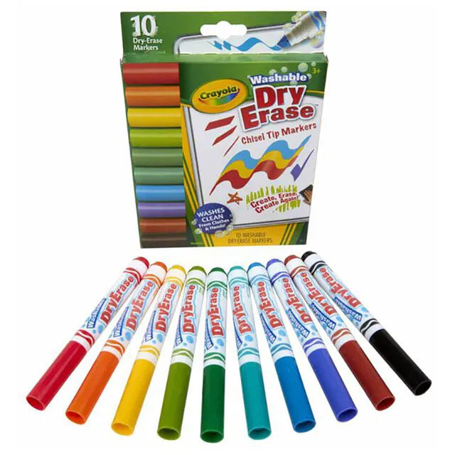Crayola Wedge Tip Dry-Erase Washable Markers - Pack of 10