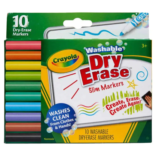 Crayola Slim Dry-Erase Wahable Markers - Pack of 10 - Laadlee