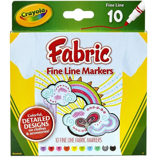Crayola Fine Line Fabric Markers - Pack of 10