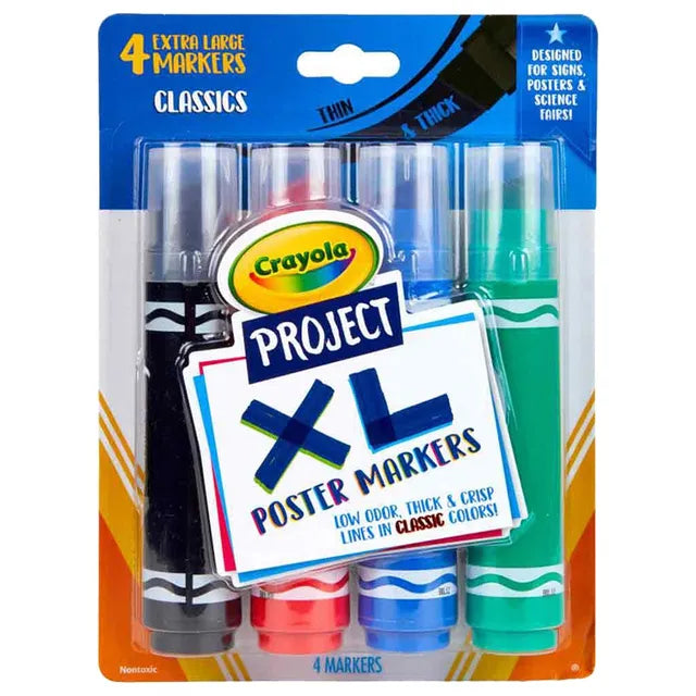 Crayola XL Poster Markers, Classic Colors - Pack of 4 - Laadlee