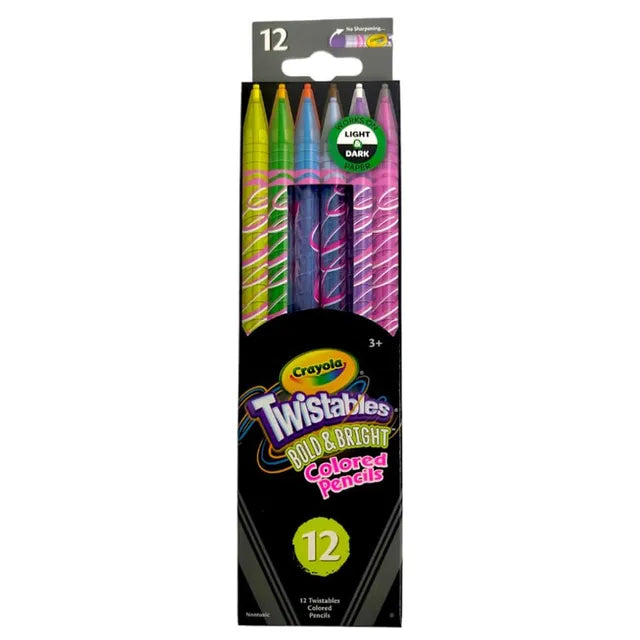 Crayola Erasable Twistables Bold and Bright Colored Pencils - Pack of 12 - Laadlee