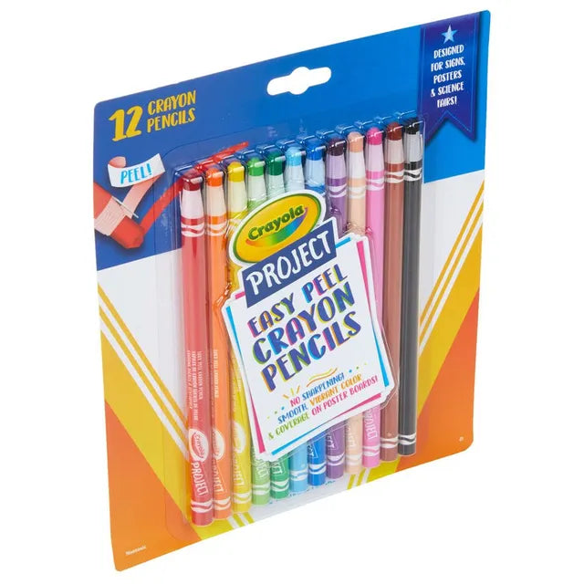 Crayola Easy Peel Crayon Pencils - Pack of 12