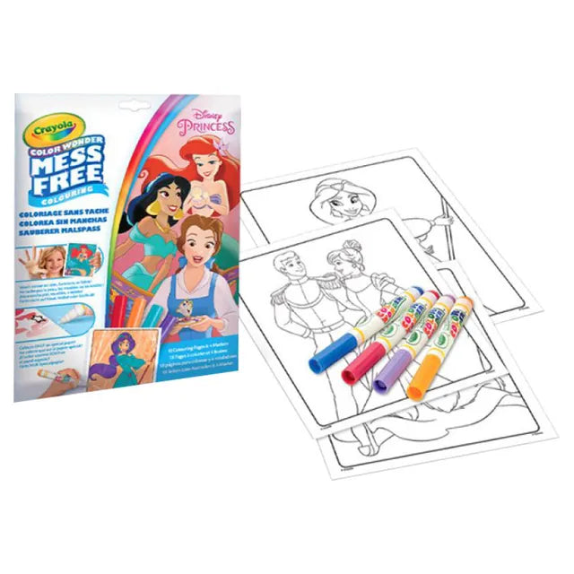 Crayola Color Wonder Coloring Book with 4 Markers - Disney Princess - Laadlee
