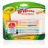 Crayola Dry-Erase Fine Line Washable Markers - Pack of 6 - Laadlee