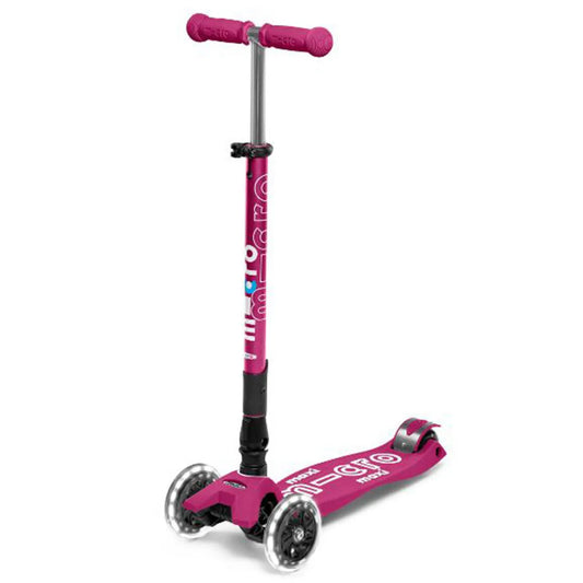 Micro Maxi Deluxe Foldable LED Scooter - Berry Red - Laadlee