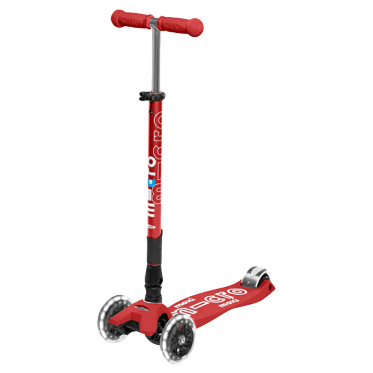 Maxi Micro Deluxe Foldable LED Scooter - Red - Laadlee