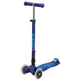 Maxi Micro Deluxe Foldable LED Scooter - Navy - Laadlee