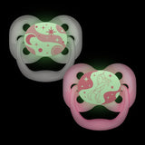 Dr. Brown's Advantage Stage 1 Glow In The Dark Pacifier- Pack of 2 - Pink - Laadlee