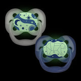 Dr. Brown's Advantage Stage 1 Glow In The Dark Pacifier- Pack of 2 - Blue - Laadlee