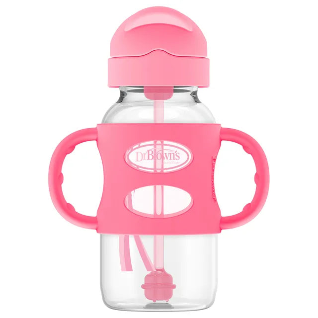 Dr. Brown's PP Wide Neck Options+ Pink Hearts Bottle with Sippy Spout 270ml - Laadlee
