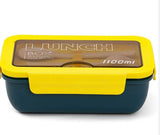 Eazy Kids 2 Compartment Lunch Box With Utensils 1100ml - Yellow