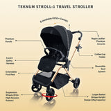 Teknum Stroll-1 Travel System With Reversible Stroller And Baby Car Seat - Gold