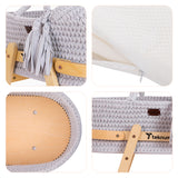 Teknum Moses Rope Basket With Stand - Grey